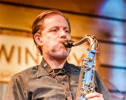 Jeff Byrd performing on saxophone